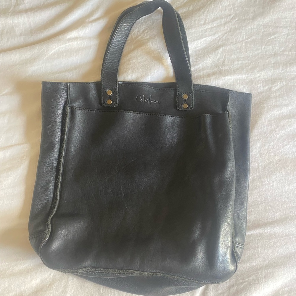 COLE HAAN Black Leather Wythe
Shoulder Bag Handbag Carryall Tote
Double Handle